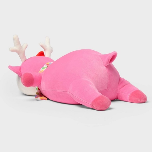 Holiday Pink Deer Weighted Plush Throw Pillow - Pillowfort - Picture 3 of 13